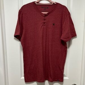 Hurley Men's Maroon Short Sleeve Henley